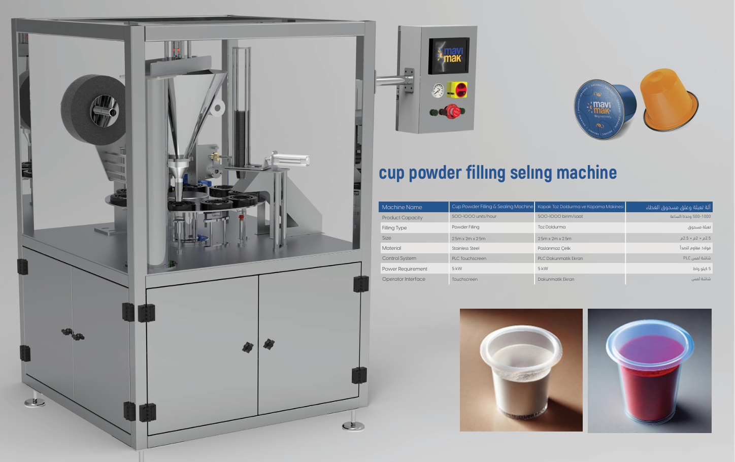 Cup Powder Filling & Sealing Machine
