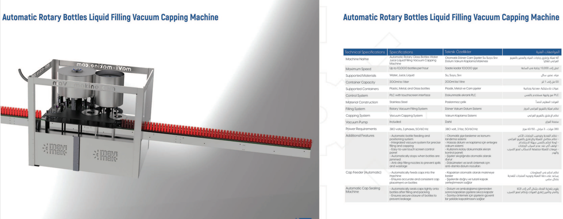 Automatic Rotary Bottles Liquid Filling & Vacuum Capping Machine